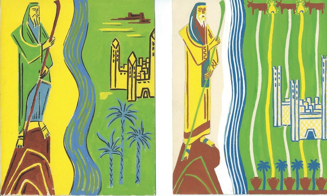 Images pour histoire sainte, Moïse sur le mont Nebo (Deutéronome. 34, 1-4), 1957 environ