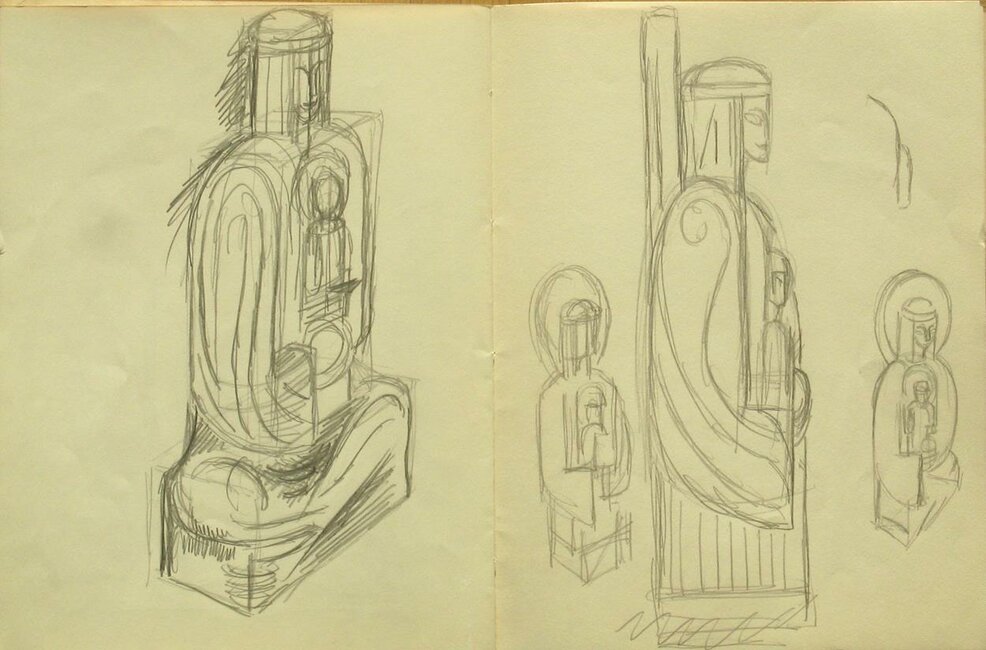 Études pour une sculpture de Vierge à l'enfant (non réalisée), 1945-50 *
