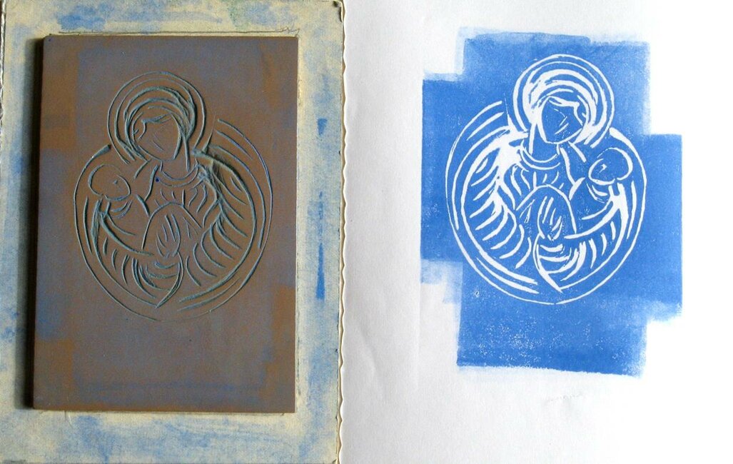 Vierge à l'enfant, carte de vœux, 1980-90