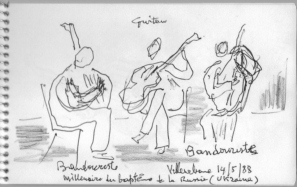 Extraits d'un carnet de croquis (jazz etc., babouin, chats), 1979-88 *