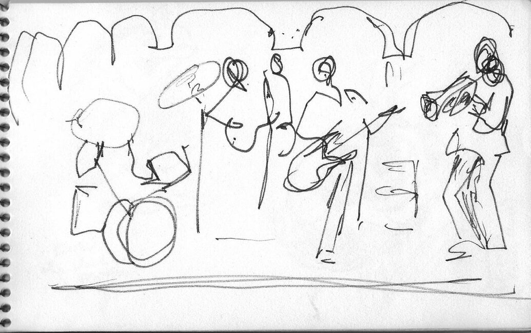 Extraits d'un carnet de croquis (jazz etc., babouin, chats), 1979-88 *