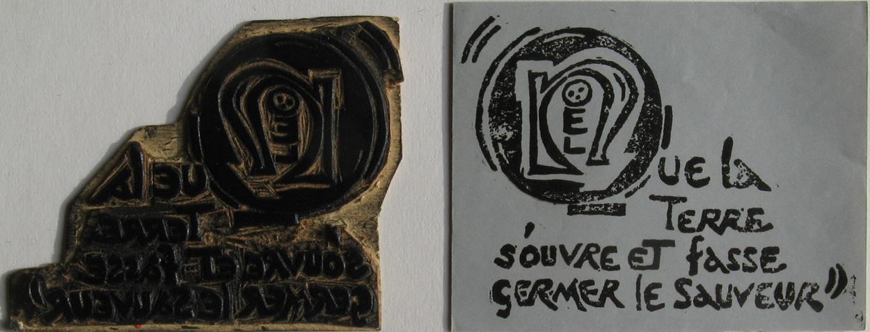 Régny Noël, Carte de vœux, 1955-62 Linogravure,