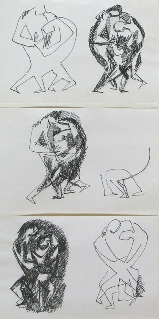 Études sur le thème des lutteurs, 1968-73