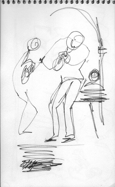 Extraits d'un carnet de croquis (jazz etc., babouin, chats), 1979-88 *