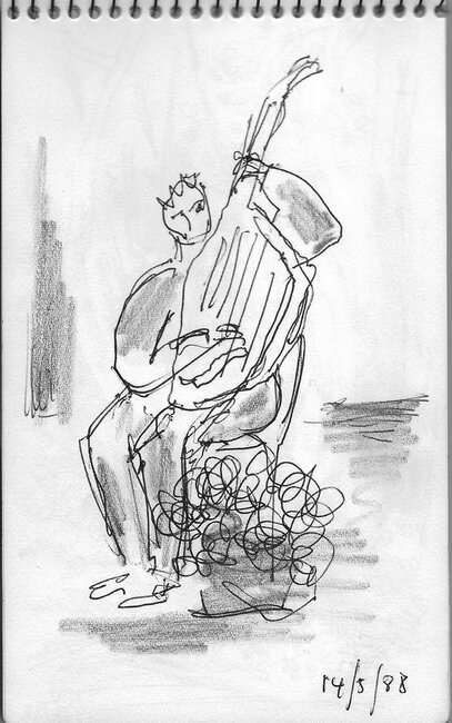Extraits d'un carnet de croquis (jazz etc., babouin, chats), 1979-88 *