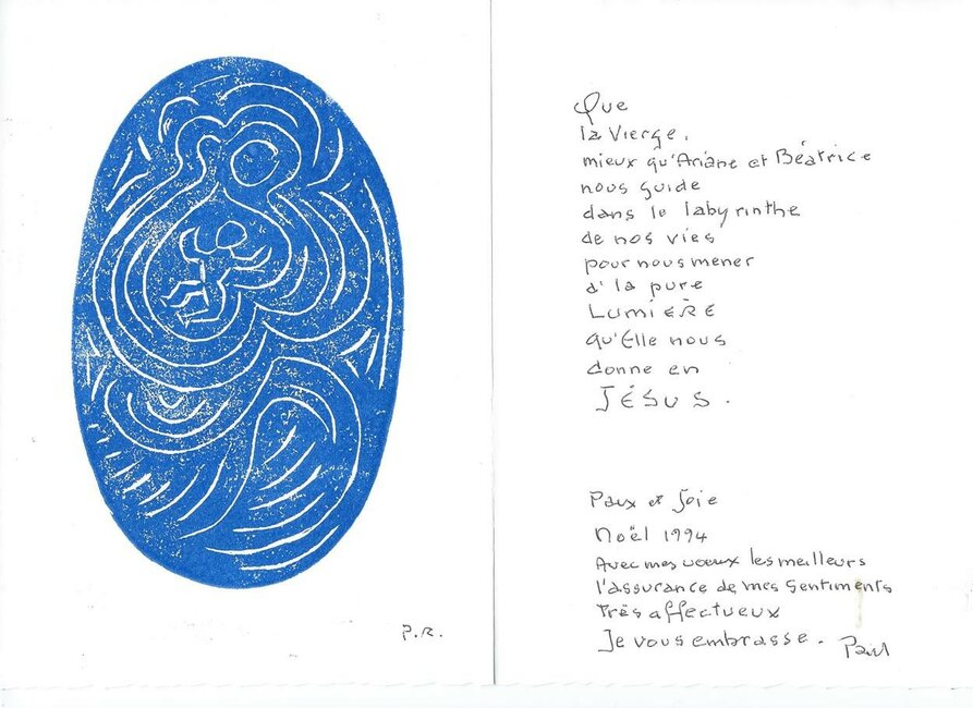 Vierge à l'enfant, carte de vœux, 1994 * 