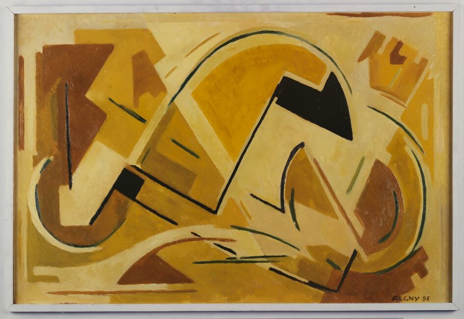 Composition fond jaune (Pour apaiser), 1955 *