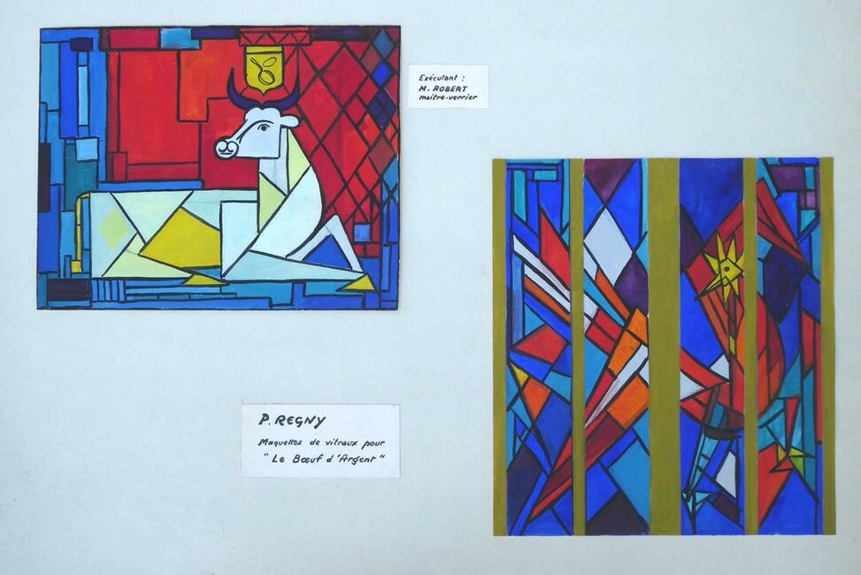 Maquettes pour les vitraux du restaurant le "Bœuf d'Argent", autour de 1960 *