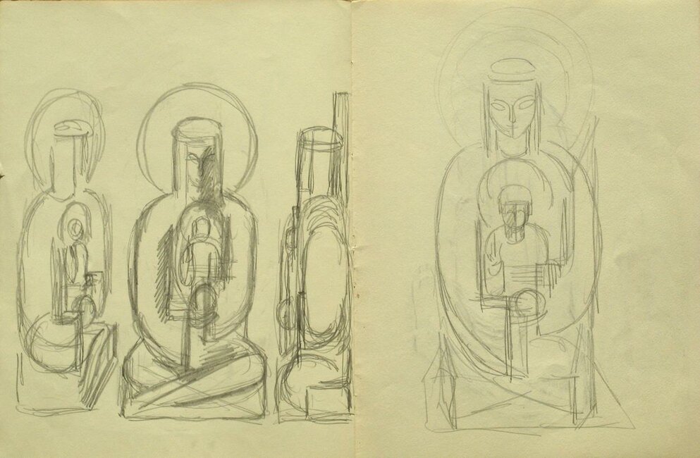 Études pour une sculpture de Vierge à l'enfant (non réalisée), 1945-50 *